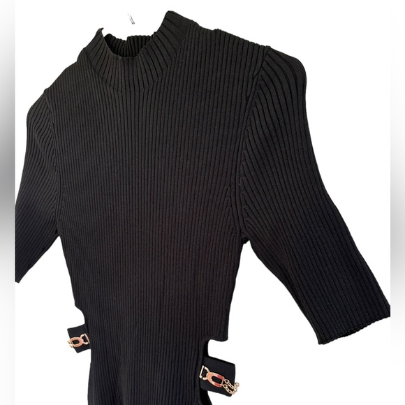 NWT MAJE Rain Cutout Women's Ribbed Knit Dress Back Short Sleeve Mini Size 38 - Picture 3 of 6